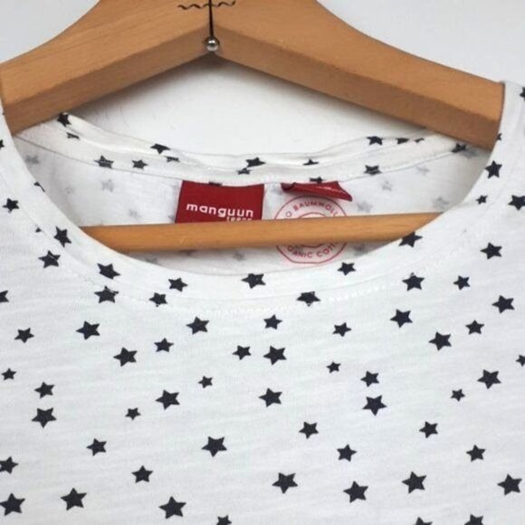 Manguun Cap Sleeve Tee White Black Stars Big Girls Size XL - Picture 3 of 10